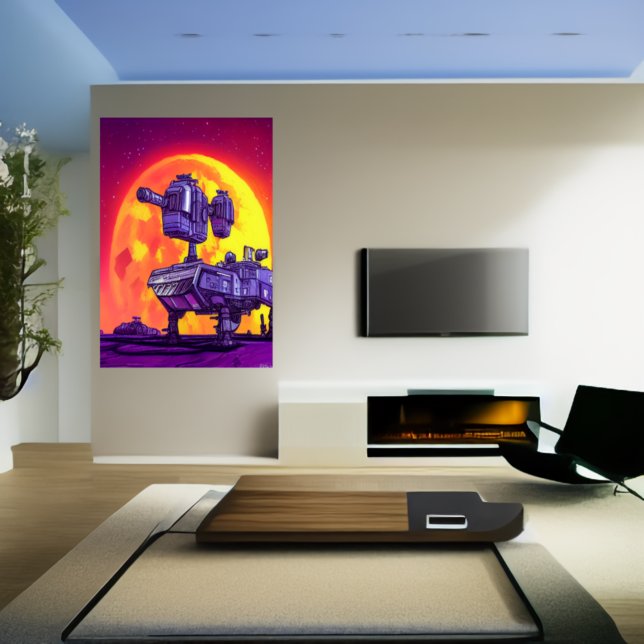 La mech au clair de lune | AI Art Poster (Créateur téléchargé)