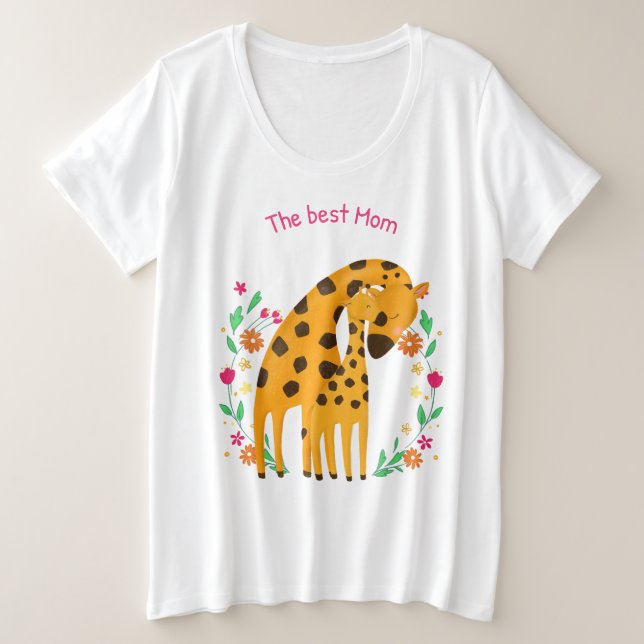 "La Meilleure Maman" Mère et bébé Giraffe mignonne (Design devant)