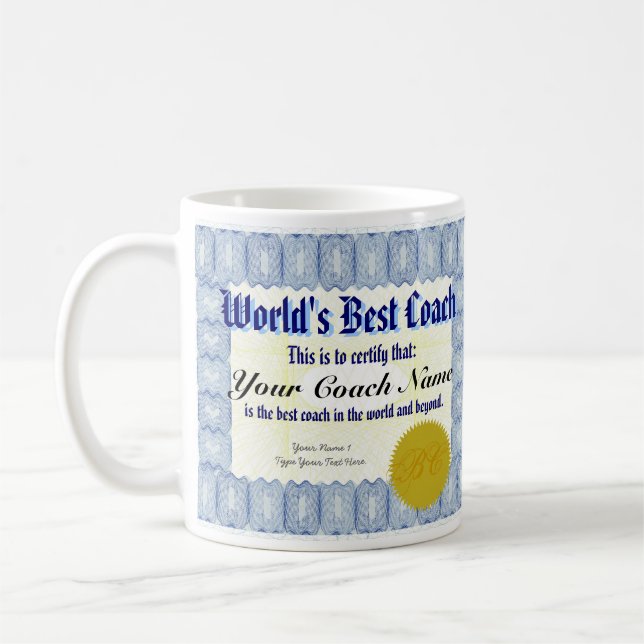La meilleure tasse de certificat de l'entraîneur (Gauche)