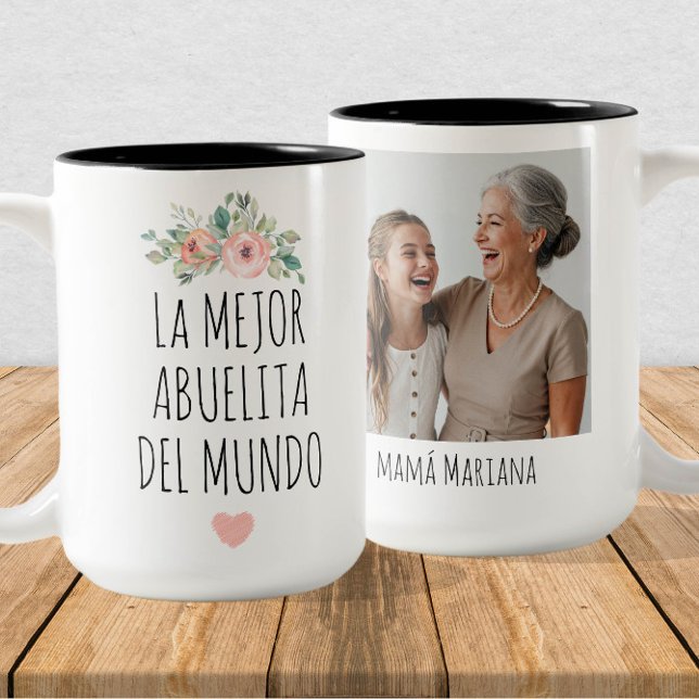 La mejor abuelita del mundo - Benutzerdefiniertes  Zweifarbige Tasse (Von Creator hochgeladen)