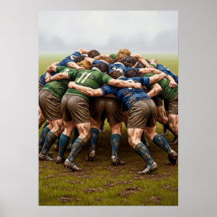LA MÊLÉE AU RUGBY (Der Rugby-Scrum) Poster