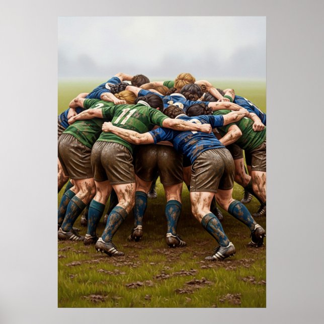 LA MÊLÉE AU RUGBY (Der Rugby-Scrum) Poster (Vorne)