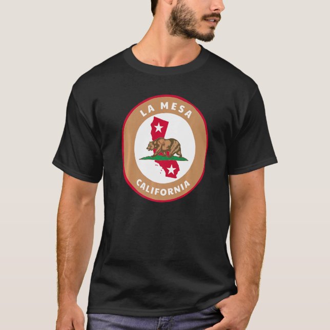 La Mesa California Ca Flag und Bären Abzeichen Sou T-Shirt (Vorderseite)