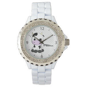 La montre à kawaii de vache de la femme mignonne