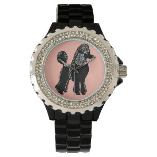La montre-bracelet des femmes noires de caniche