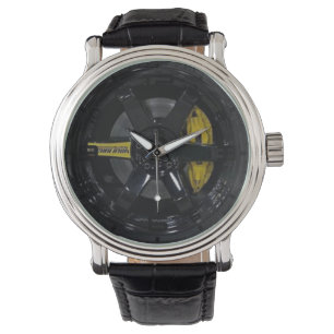 La montre de Spoked de roue des hommes noirs et