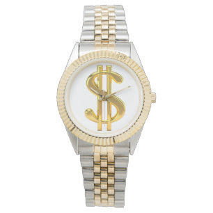 La montre des hommes d'or de symbole dollar