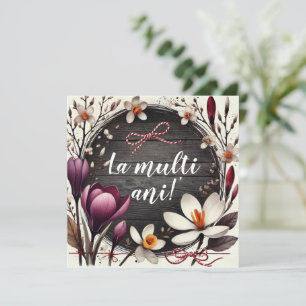 La Mulți Ani Floral Grußkarte Benutzerdefinierte N Feiertagskarte