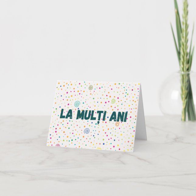 La mulţi ani, Rumänischer Geburtstag Karte (Vorderseite)