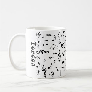 La musique personnalisée note la tasse