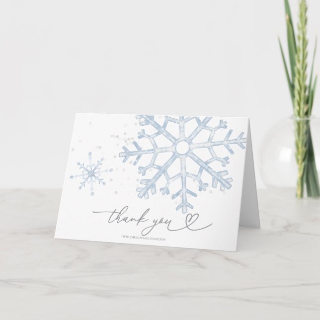 La neige en amour Carte de remerciements de Fête d (Devant)