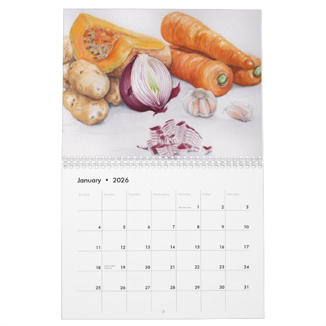 La nourriture esquisse le calendrier (Jan 2026)