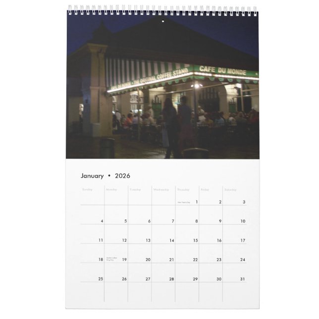 La Nouvelle-Orléans, calendrier du quartier (Jan 2026)