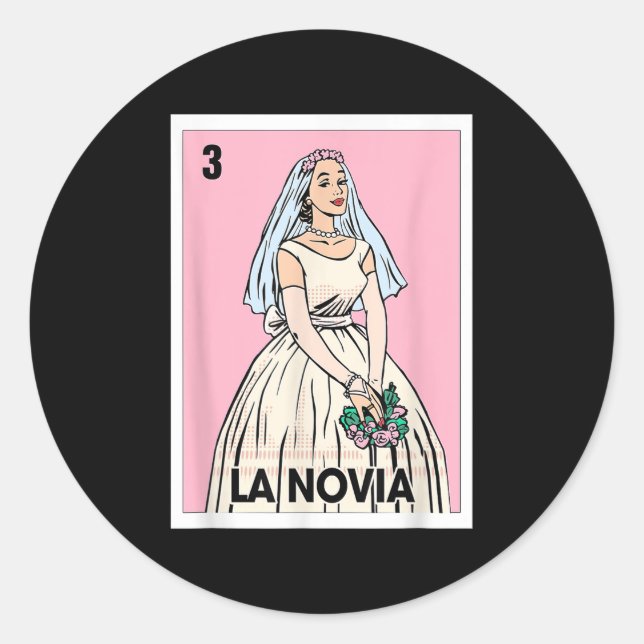 La Novia Mexican Bingo Card The Bride Wedding Bach Runder Aufkleber (Vorderseite)
