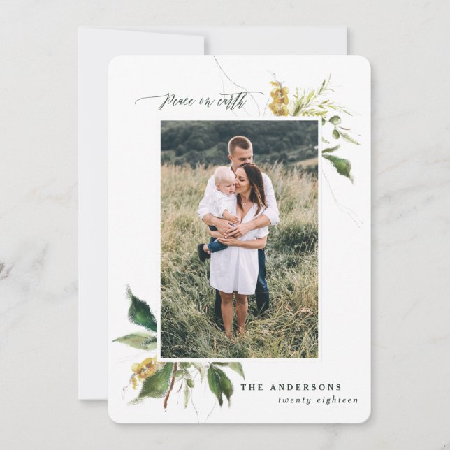 La paix sur la terre peinte florale carte de vacan (Devant)