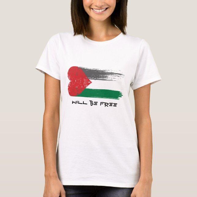 La Palestine sera libre T-shirt - Coeur Drapeau De (Devant)