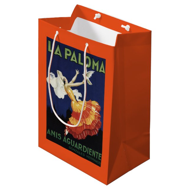La Paloma - Anis Aguardiente fördernd Mittlere Geschenktüte (Vorderseite Schrägansicht)