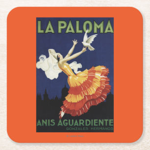 La Paloma - Anis Aguardiente Werbeartikel Rechteckiger Pappuntersetzer