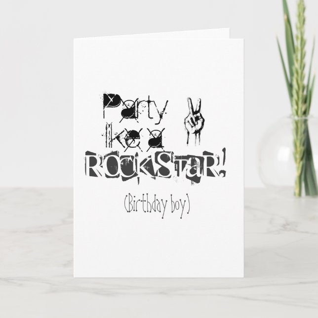 La partie aiment une carte d'anniversaire rockstar (Devant)