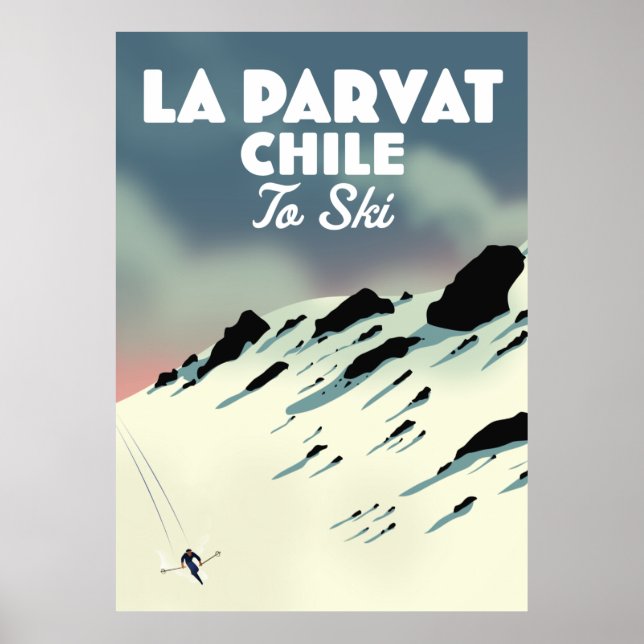 La Parvat Chile Retro Skikunst. Poster (Vorne)