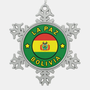 La Paz Bolivien Schneeflocken Zinn-Ornament