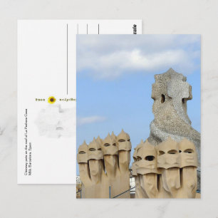 La Pedrera Schornsteinaufsätze, Barcelona, Spanien Postkarte