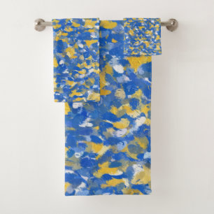 La peinture bleue, jaune et blanche éclabousse