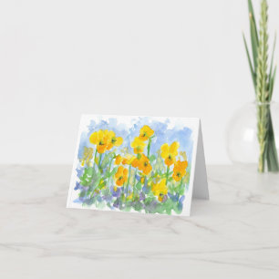 La pensée jaune fleurit le Merci d'art d'aquarelle