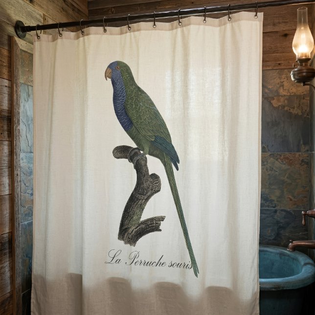 La Perruche souris / Monk Parakeet Duschvorhang (Monk Parakeet or Monk Parrot, Myiopsitta Monachus. Shower Curtain)