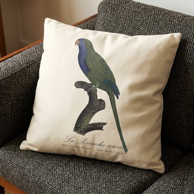La Perruche souris / Monk Parakeet Kissen (Monk Parakeet or Monk Parrot, Myiopsitta Monachus. Throw Pillow)