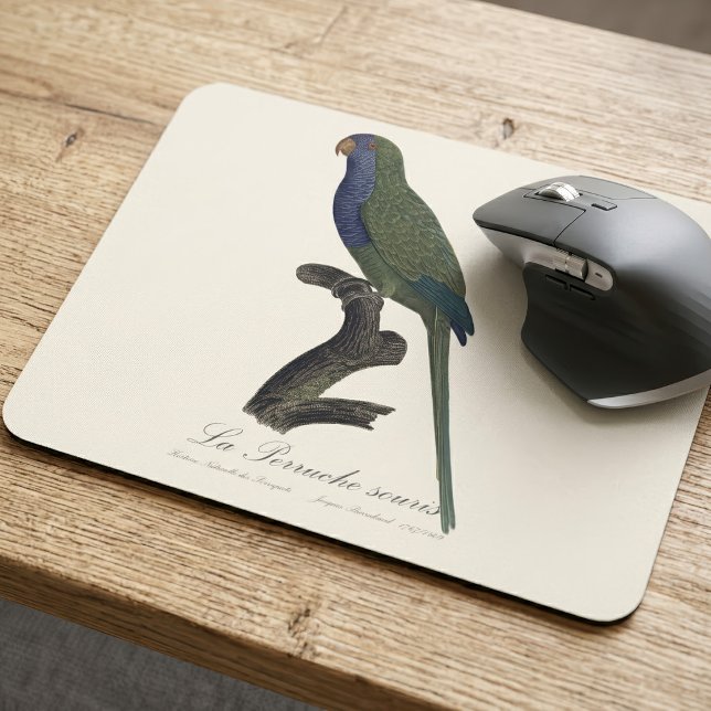 La Perruche souris / Monk Parakeet Mousepad (Monk Parakeet or Monk Parrot, Myiopsitta Monachus. Mouse Pad)