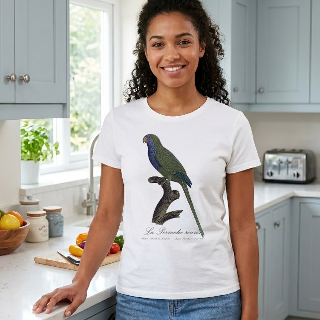La Perruche souris / Monk Parakeet T-Shirt (Monk Parakeet or Monk Parrot, Myiopsitta Monachus. Girl Basic White T-Shirt )