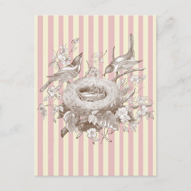 La Petite Famile auf rosa und cremefarbenem Hinter Postkarte (Vorderseite)
