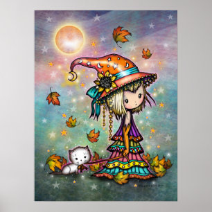 La Petite Sorcière et Chat Errants Affiche d'Art