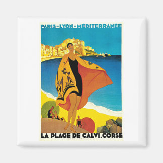 La Plage de Calvi Vintag Frankreich Magnet