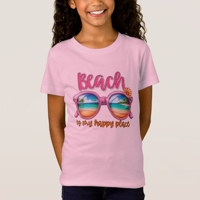 La plage est mon endroit heureux, T-shirt plage (Devant)