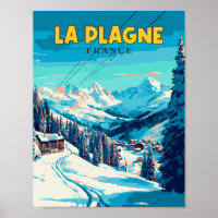 La Plagne France Vintage Illustration