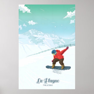 La Plagne Snowboarden Reiseplakat Poster