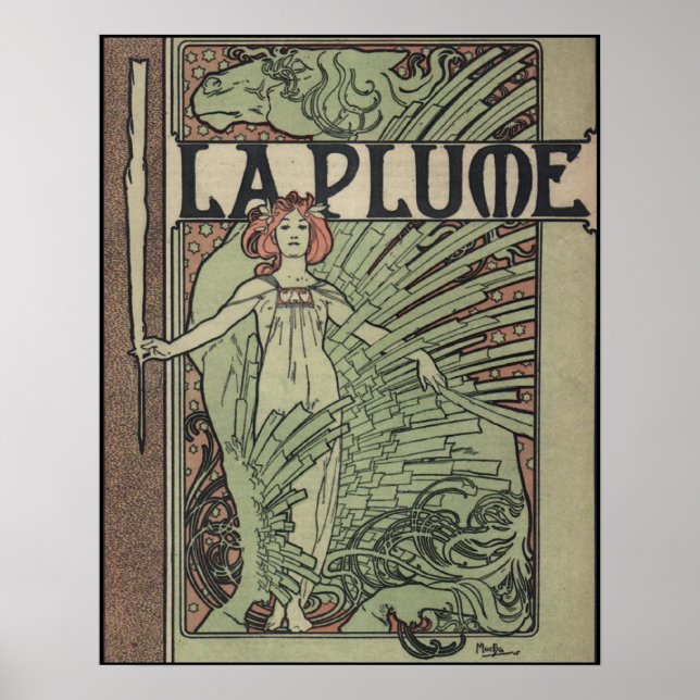 La Plume 1898 von Alfons Mucha Poster (Vorne)