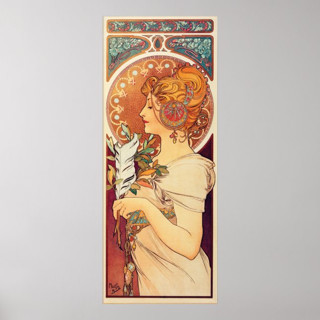 La Plume von Alphonse Mucha Poster (Vorne)