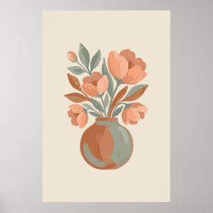 La Poire Modern Minimalist Boho Floral Bouquet Poster