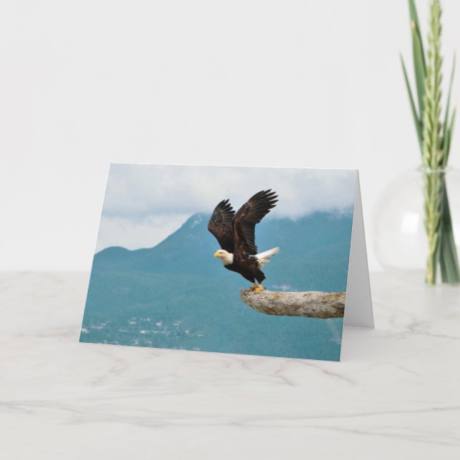 "La puissance du vol" Carte de voeux d'aigle à têt (Devant)