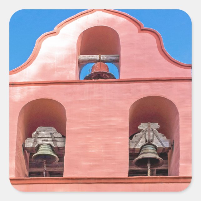 La Purisima Mission Bells Quadratischer Aufkleber (Vorderseite)