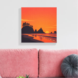 La Push Washington Sonnenuntergang Minimalist Küst Leinwanddruck