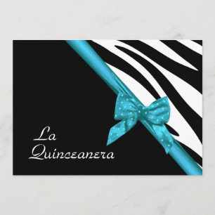La Quinceanera Zebra und Ribbon Blue Einladung