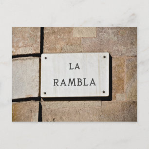 La Rambla Barcelona Spanien Postkarten-Schild Postkarte