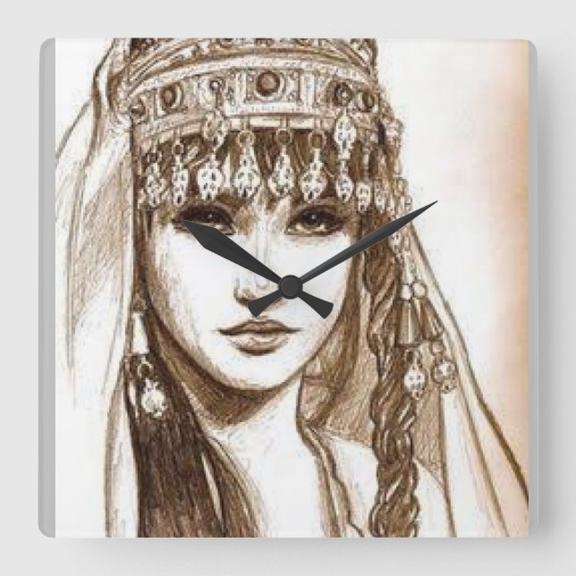 LA REINE DIHYA QUADRATISCHE WANDUHR (Vorderseite)