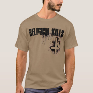 La religion tue le T-shirt croisé inversé par sang
