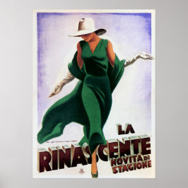 LA RINASCENTE Werbung Art Deco Vintag Italien Poster