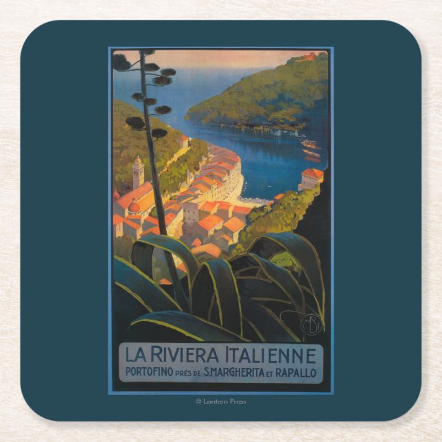 La Riviera Italienne Rechteckiger Pappuntersetzer (Vorderseite)